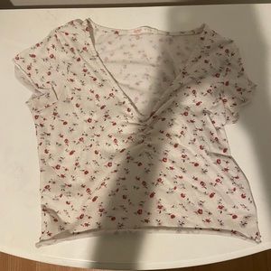 Romwe Ditsy Floral Ruched Crop Top (small)